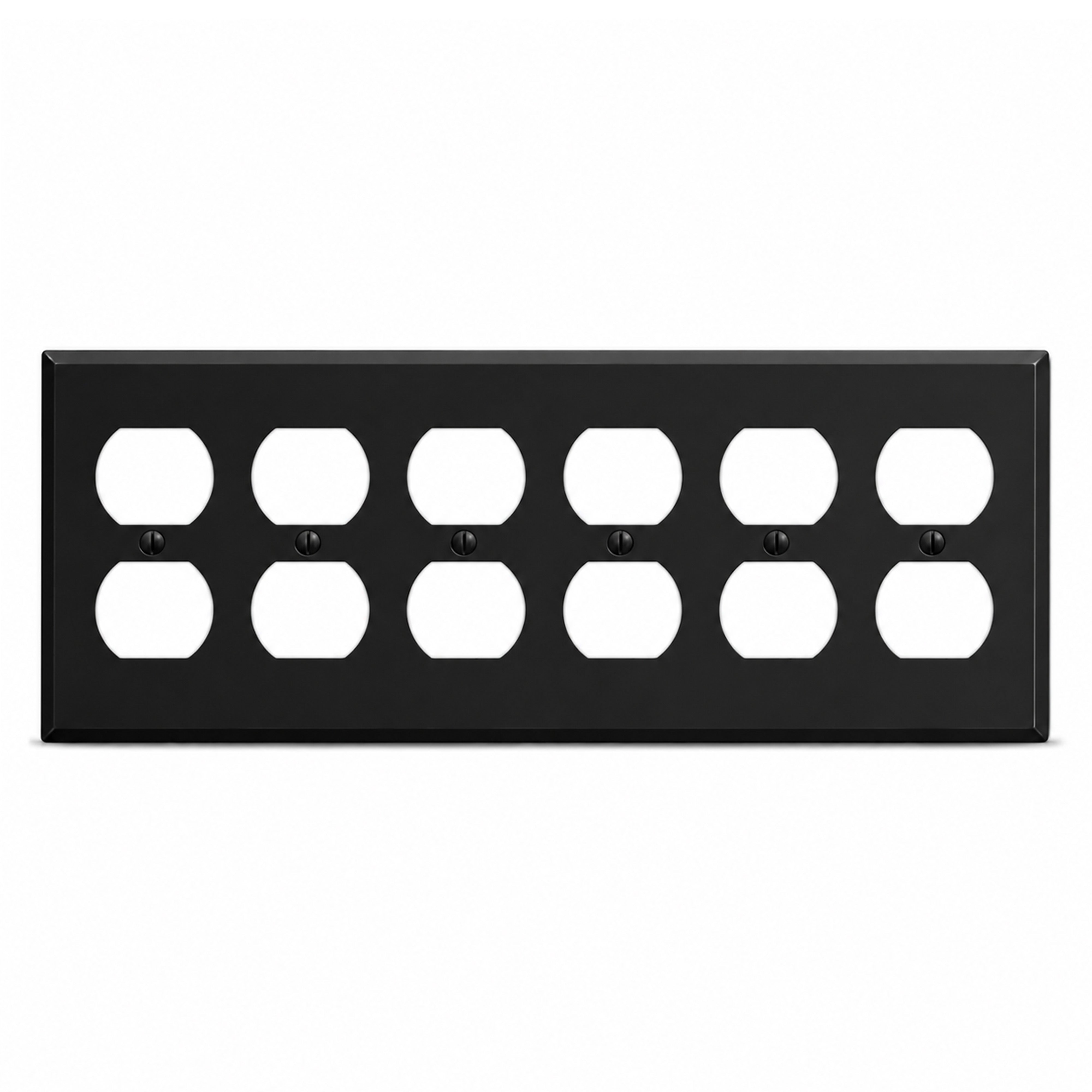 6-Gang, Standard Size, 6 Duplex Receptacles, Black Matte Finish Wall Plate Outlet Cover -  Made in USA