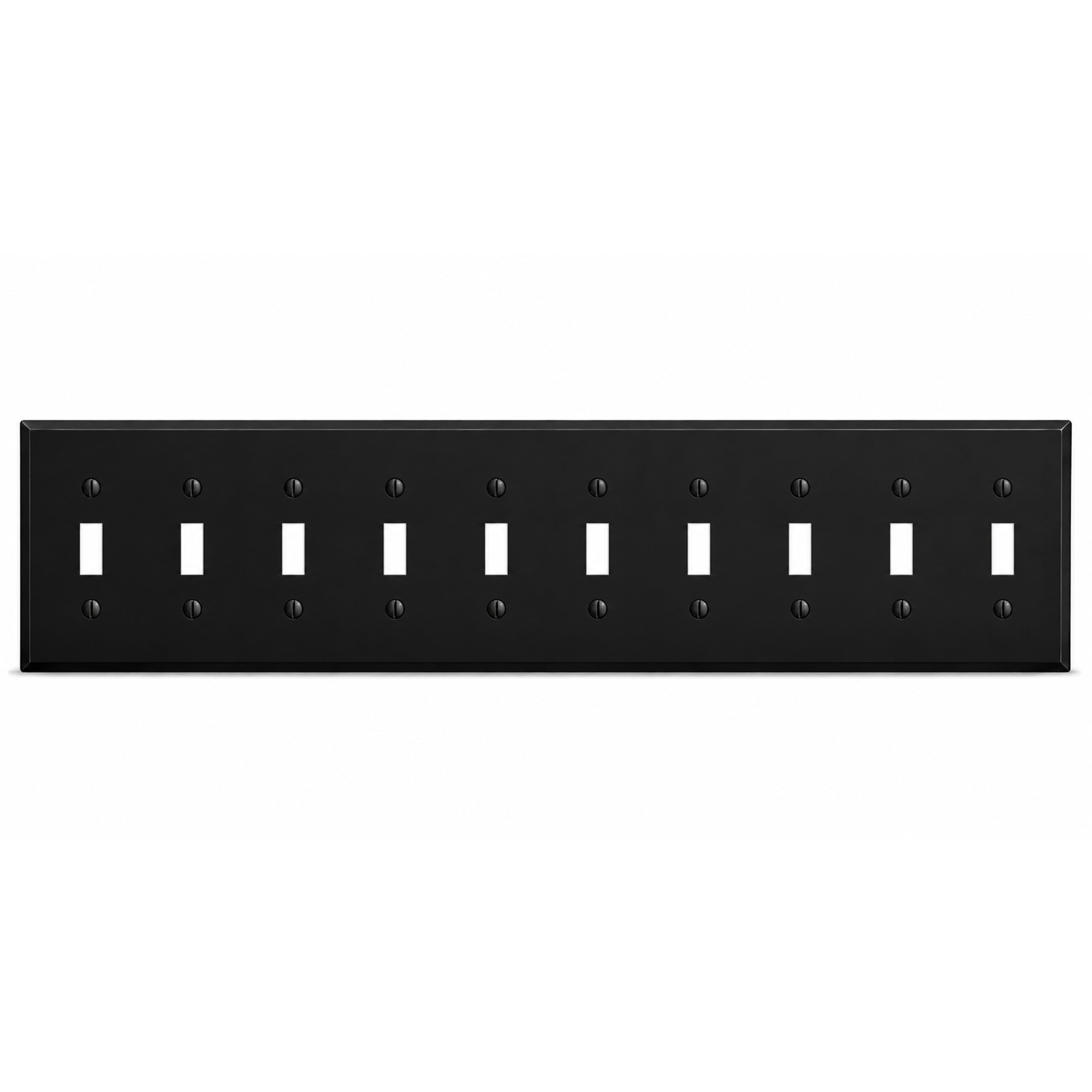 10-Gang, Standard Size, 10 Toggle Switches, Black Matte Finish Wall Plate Outlet Cover -  Made in USA