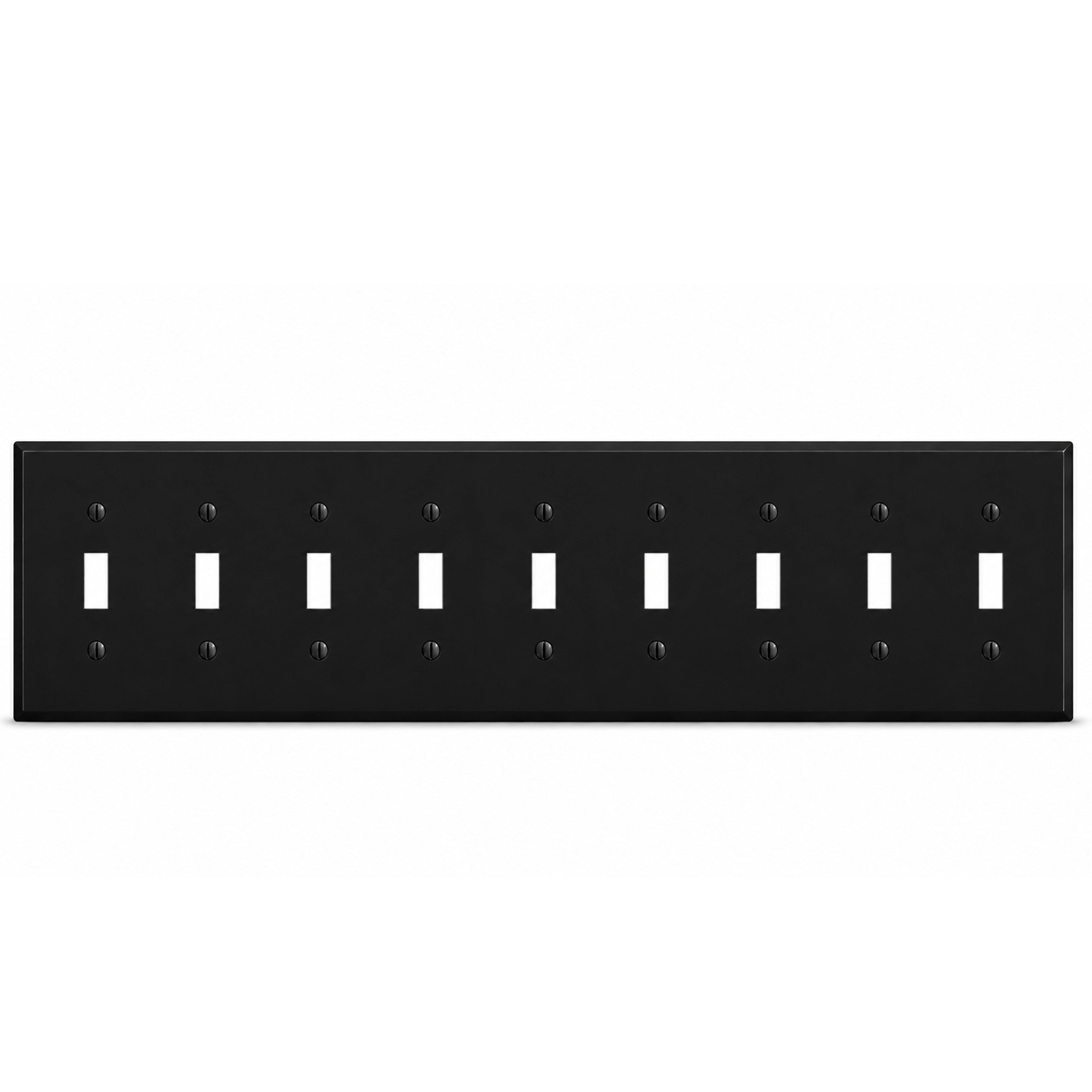 9-Gang, Standard Size, 9 Toggle Switches, Black Matte Finish Wall Plate Outlet Cover -  Made in USA