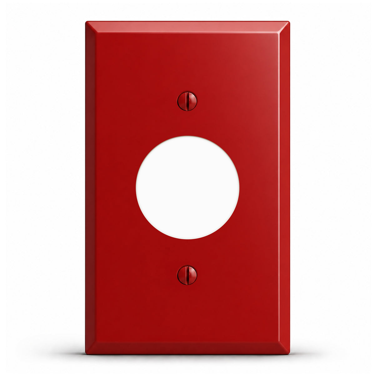 1-Gang, Standard Size, 1 Single Receptacle Opening, Red Semi-Gloss Finish, Painted Metal Wall Plate Outlet Cover - Made in USA