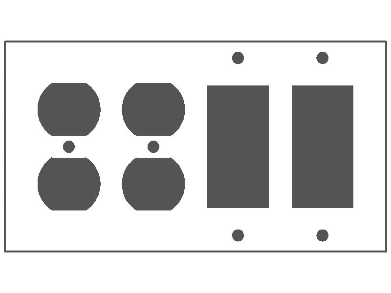 4-Gang, Standard Size, 2 Duplex Openings, 2 GFI Openings, White Semi-Gloss Finish, Painted Metal Wall Plate Outlet Cover - Made in USA