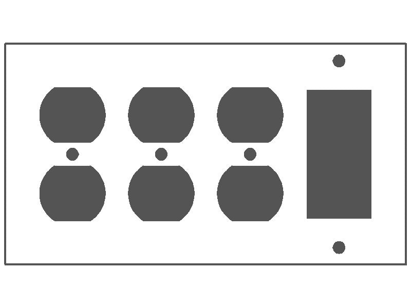 4-Gang, Standard Size, 3 Duplex Receptacle, 1 GFI Opening, White Semi-Gloss Finish, Painted Metal Wall Plate Outlet Cover - Made in USA