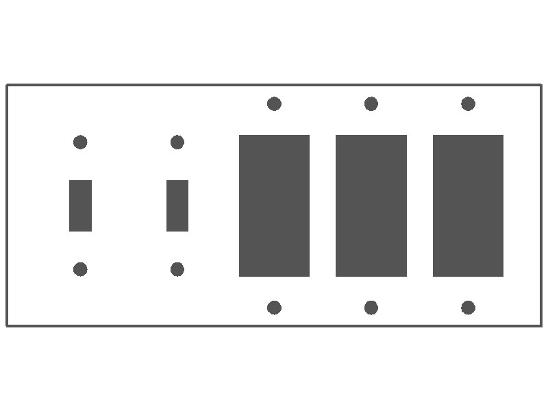 5-Gang, Standard Size, 2 Toggle Switch, 3 GFI Openings, White Semi-Gloss Finish, Painted Metal Wall Plate Outlet Cover - Made in USA