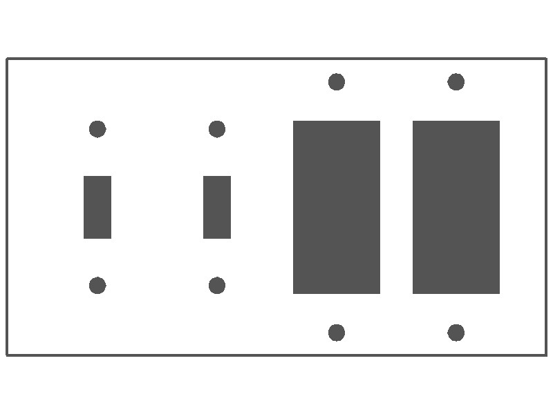 4-Gang, Standard Size, 2 Toggle Switch, 2 GFI Openings, White Semi-Gloss Finish, Painted Metal Wall Plate Outlet Cover - Made in USA
