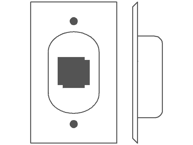1-Gang IBM Data Connector Cutout with Recessed Well, White Semi-Gloss Painted Metal Wall Plate Cover, Datacom, UL Listed, Made in USA