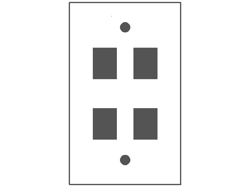 1-Gang, Standard Size, 4 Port RJ45 (Cat5/Cat6) Cutout, White Semi-Gloss Finish, Painted Metal Wall Plate Outlet Cover - Made in USA