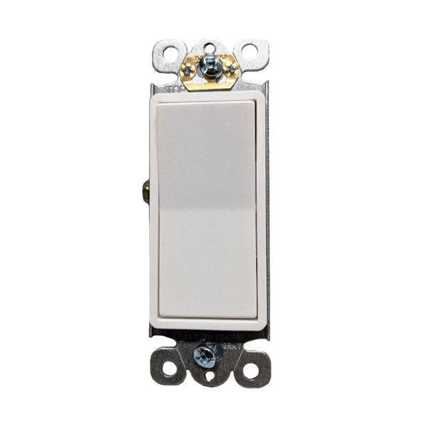 Decorator Switch, Single Pole, 15A-120V/277V AC, Self-Grounding