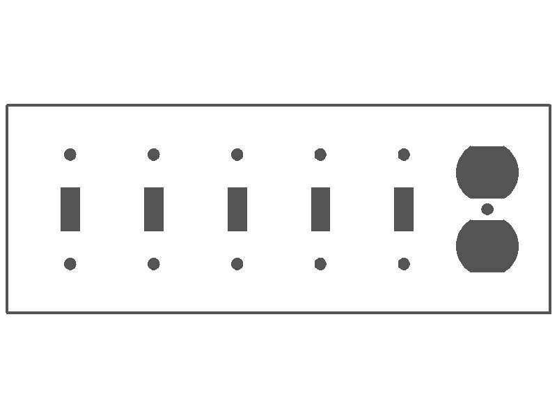 6-Gang Wallplate, Standard Size, 5 Toggle Switch & 1 Duplex Outlet Opening, Satin Brass Finish Metal Wall Plate Cover - Made in USA