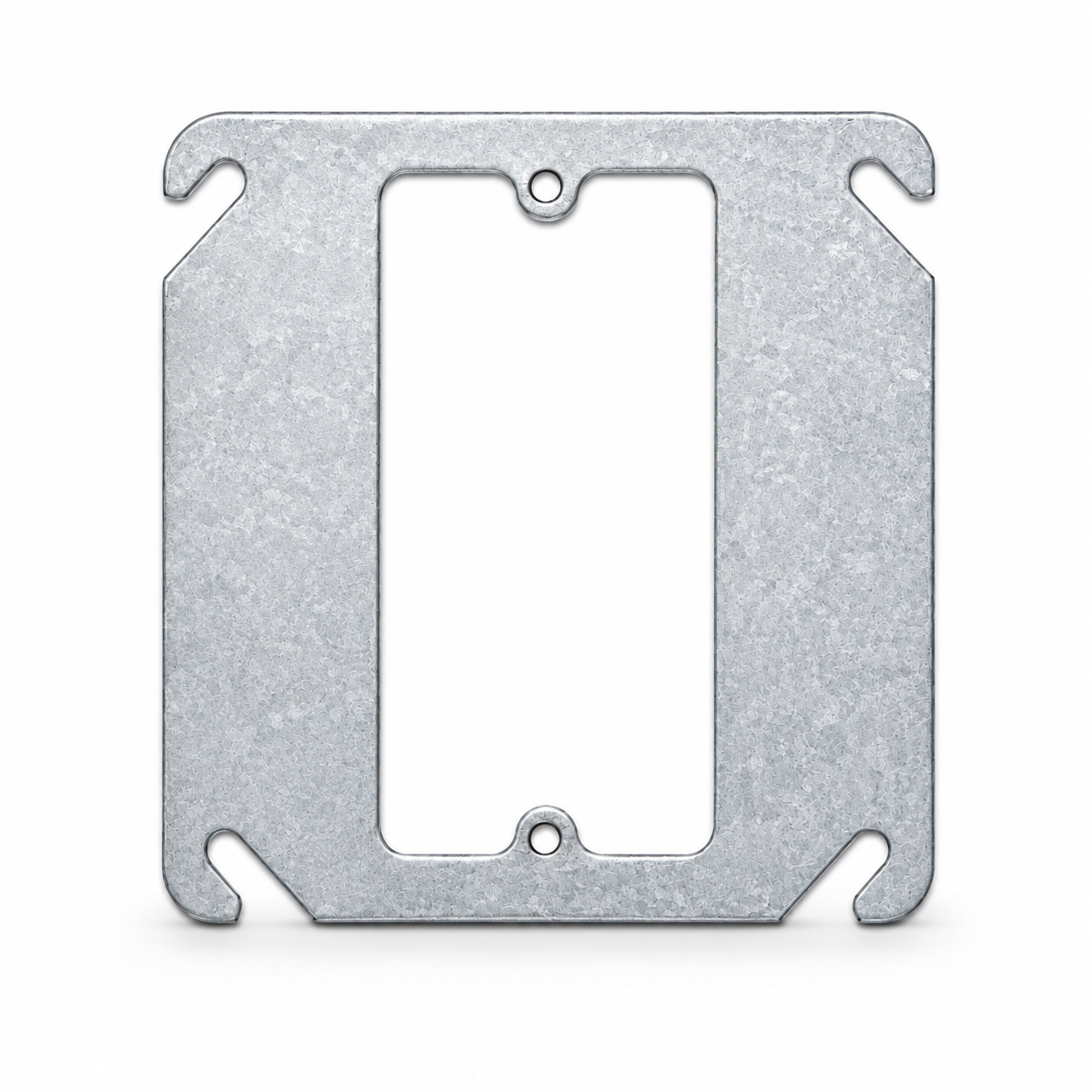 4-Inch Square Device Cover for 1 Device, Flat, Galvanized Steel Electrical Box Cover - Made in USA