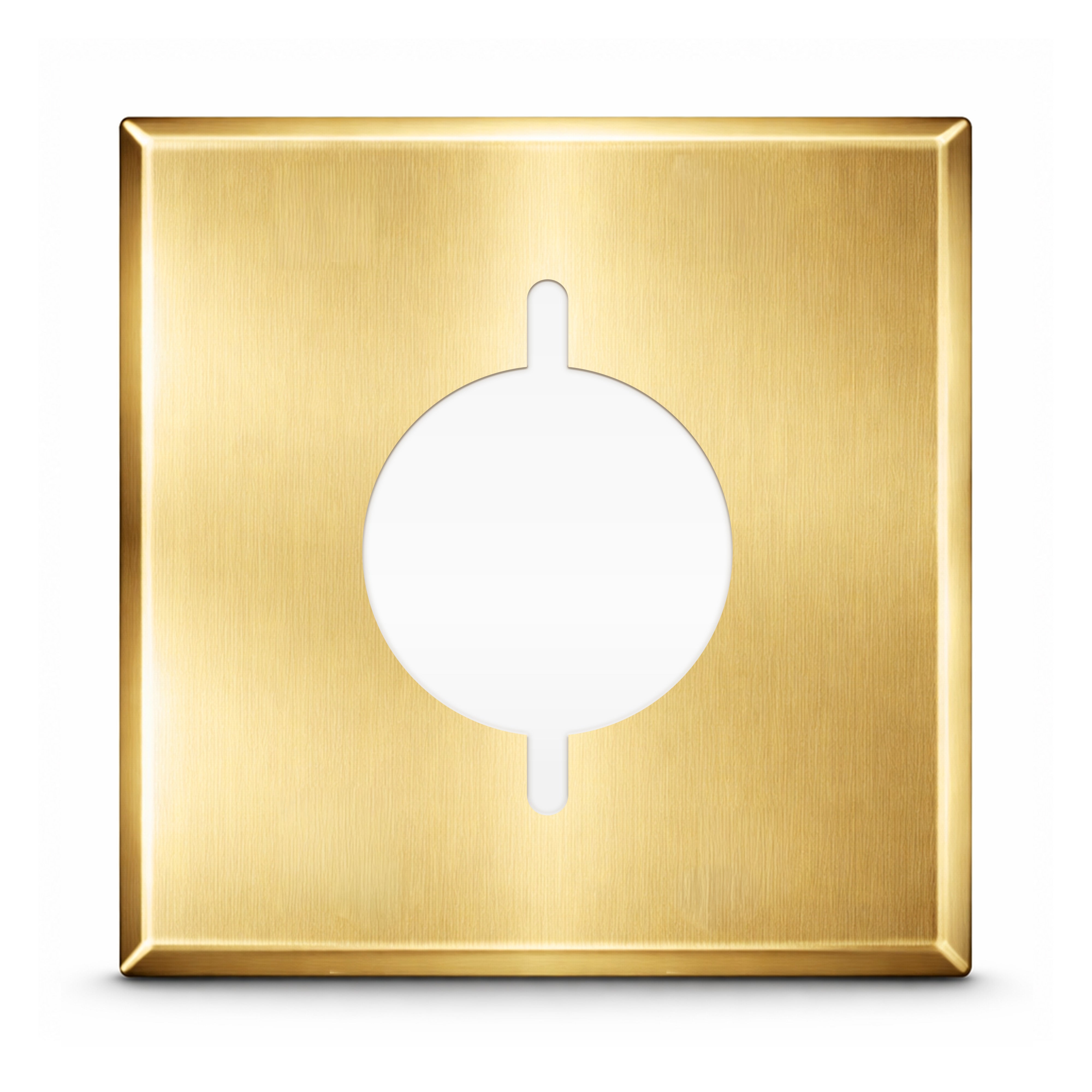 2-Gang, Standard Size, One 30/50A 3 Wire Range/Dryer Round Receptacle Opening (2.125 in. ID), Centered, Satin Brass Finish, Metal Wall Plate Outlet Cover - Made in USA
