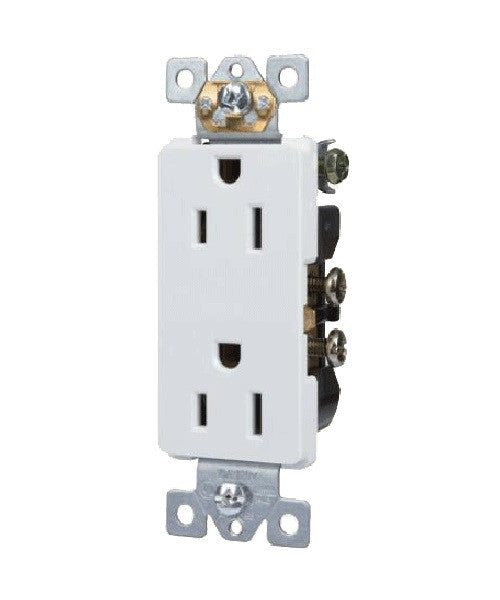 White, Decorator Duplex Receptacle 15A-125V
