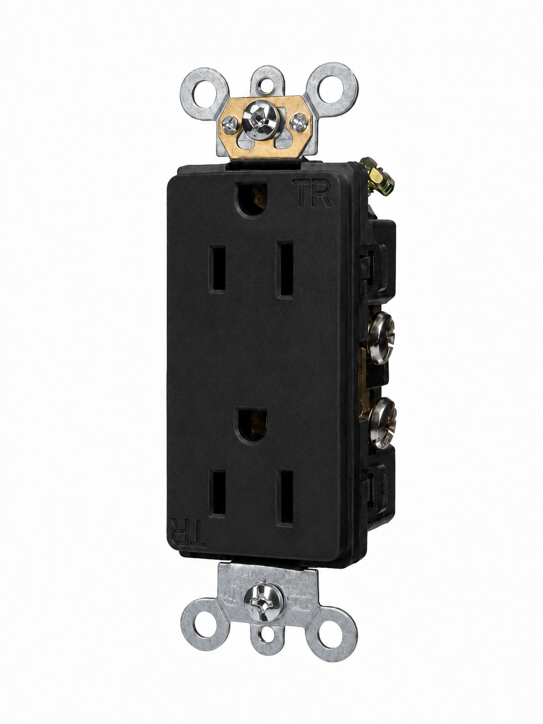 Black, Tamper Resistant Decorator Duplex Receptacle, 15A-125V