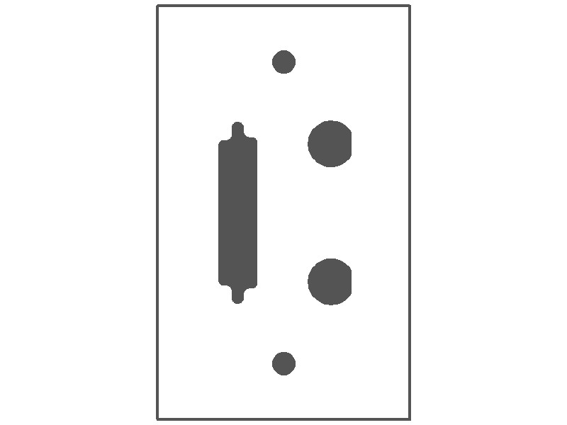 1-Gang, Standard Size, RS232 25-Pin Connector and 2 1/2 Inch D Hole Openings, Metallic Finish, Metal Wall Plate Outlet Cover - Made in USA