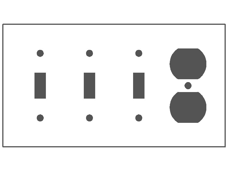 4-Gang, Standard Size, 3 Toggle, 1 Duplex Opening, Metallic Finish, Metal Wall Plate Outlet Cover - Made in USA