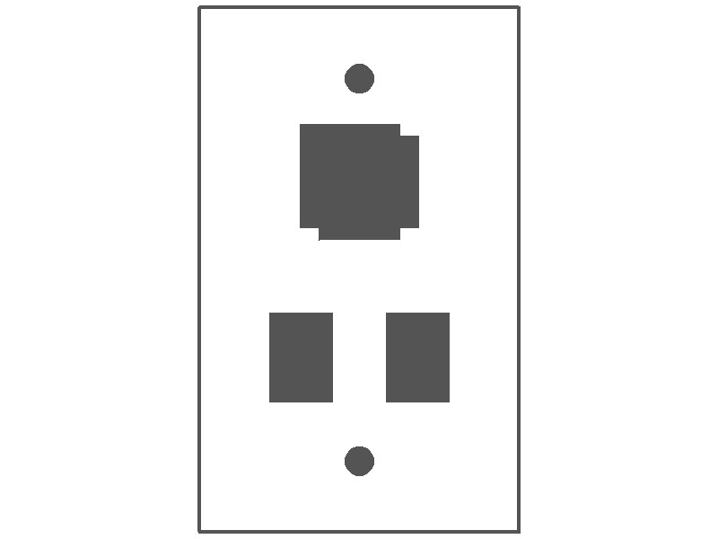 1-Gang, Standard Size, IBM Data Connector Cutout & 2 RJ11 Openings, Metallic Finish, Metal Wall Plate Outlet Cover - Made in USA