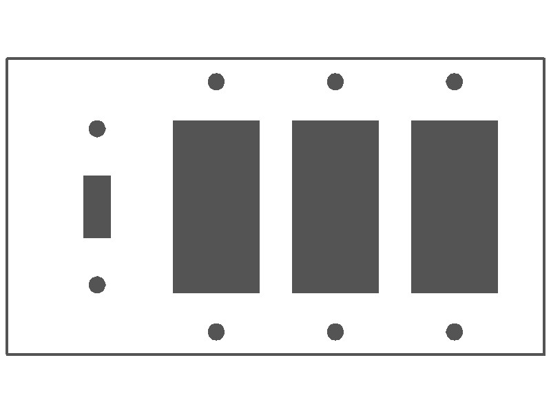 4-Gang, Standard Size, 1 Toggle and 3 GFI Openings, Metallic Finish, Metal Wall Plate Outlet Cover - Made in USA