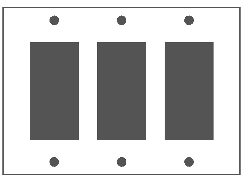 3-Gang, Standard Size, (3) GFI Openings, Ivory Semi-Gloss Finish, Metal Wall Plate Outlet Cover - Made in USA