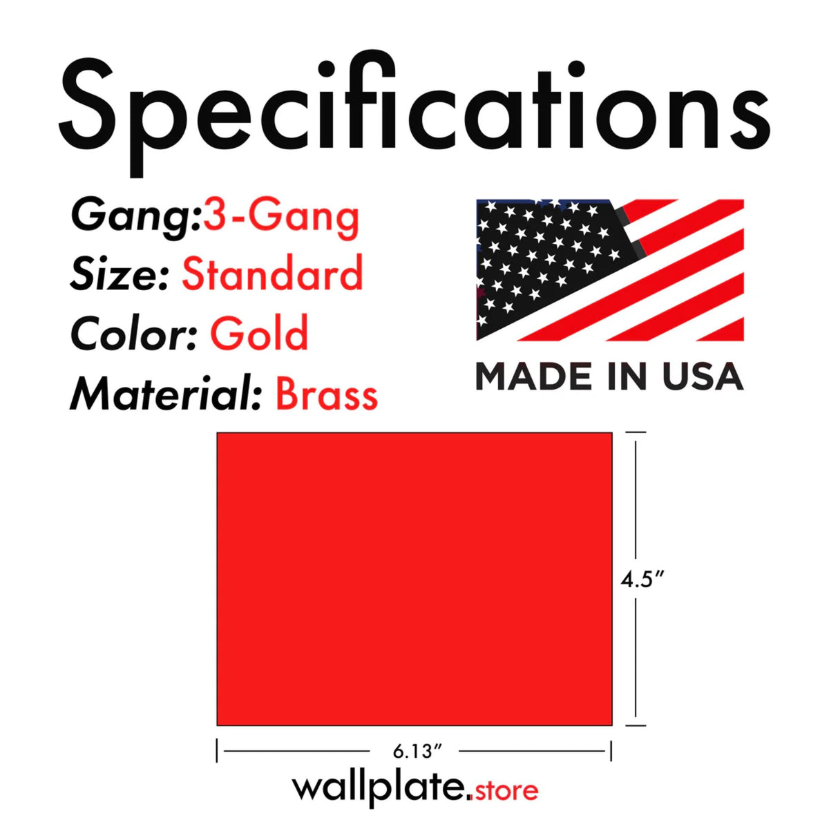 3-Gang, Standard Size, 2 Toggle, 1 Duplex Opening, Satin Brass Finish, Metal Wall Plate Outlet Cover - Made in USA