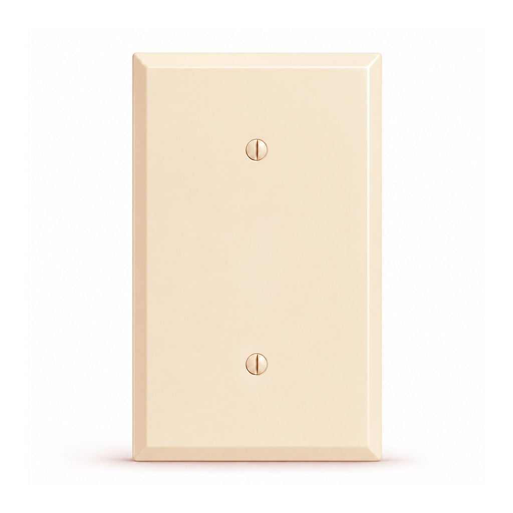 1-Gang, Standard Size, Blank Opening, Almond Semi-Gloss Finish, Metal Wall Plate Outlet Cover - Made in USA