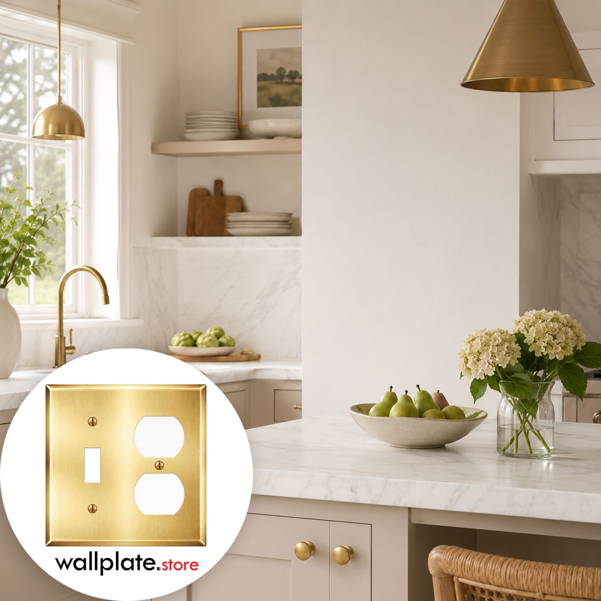 2-Gang, Standard Size, 1 Toggle and 1 Duplex Opening, Almond Semi-Gloss Finish, Metal Wall Plate Outlet Cover - Made in USA