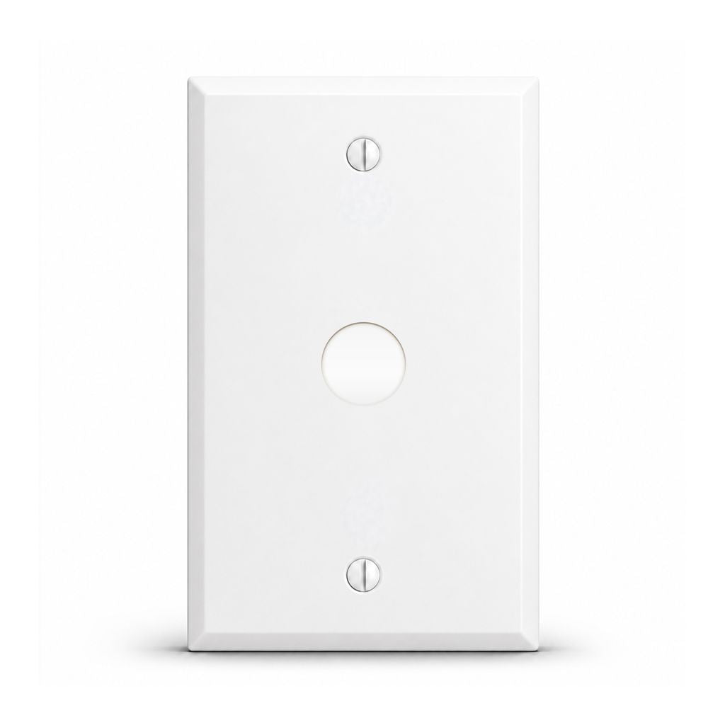 1-Gang, Standard Size, 1/2 Inch Hole, White Semi-Gloss Finish, Painted Metal Wall Plate Outlet Cover - Made in USA