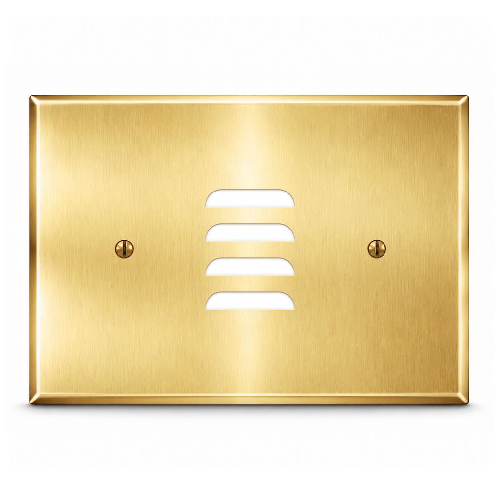 1-Gang, Standard Size, Louver Opening (Horizontal Position), Satin Brass Finish, Metal Wall Plate Cover - Made in USA