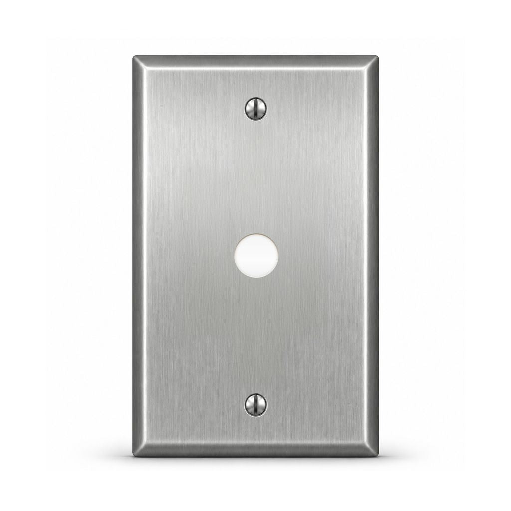1-Gang, Standard Size, 1/2 Inch Hole Opening, Metallic Finish, Metal Wall Plate Outlet Cover - Made in USA