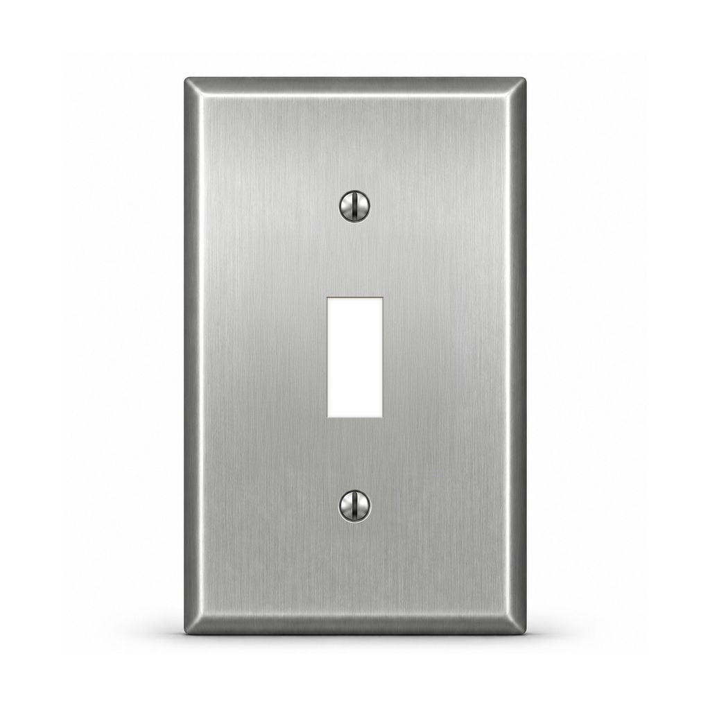 1-Gang, Deep Size, Toggle Opening, Metallic Finish, Metal Wall Plate Outlet Cover - Made in USA