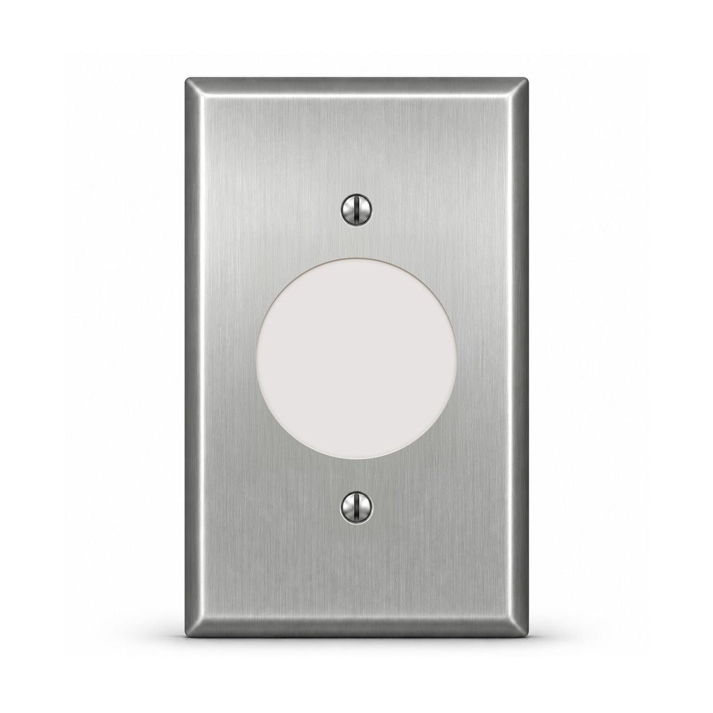 1-Gang, Deep Size, Single Receptacle Opening, Metallic Finish, Metal Wall Plate Outlet Cover - Made in USA