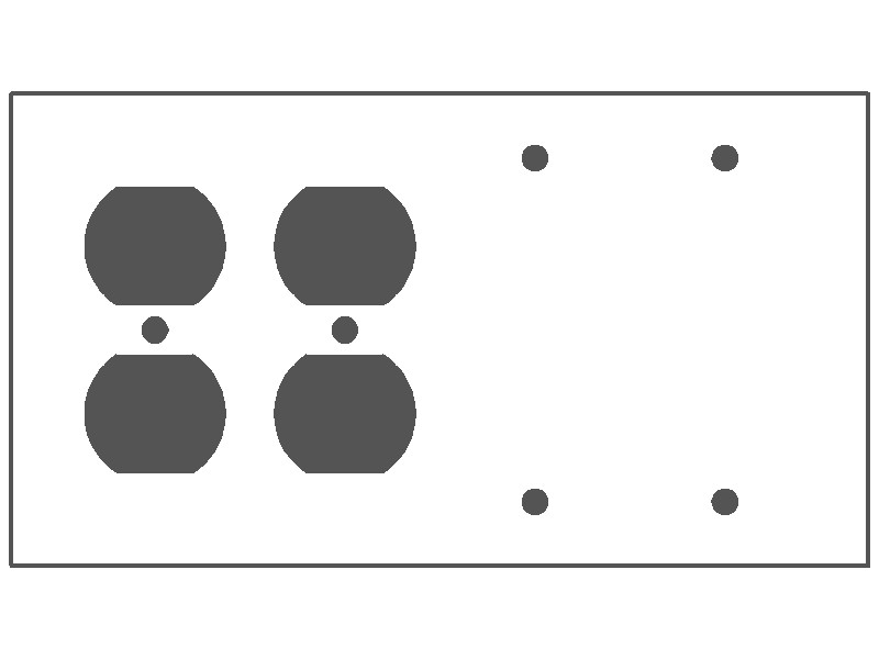 4-Gang, Standard Size, 2 Duplex Openings, 2 Blank Openings, Brown Semi-Gloss Finish, Painted Metal Wall Plate Outlet Cover - Made in USA