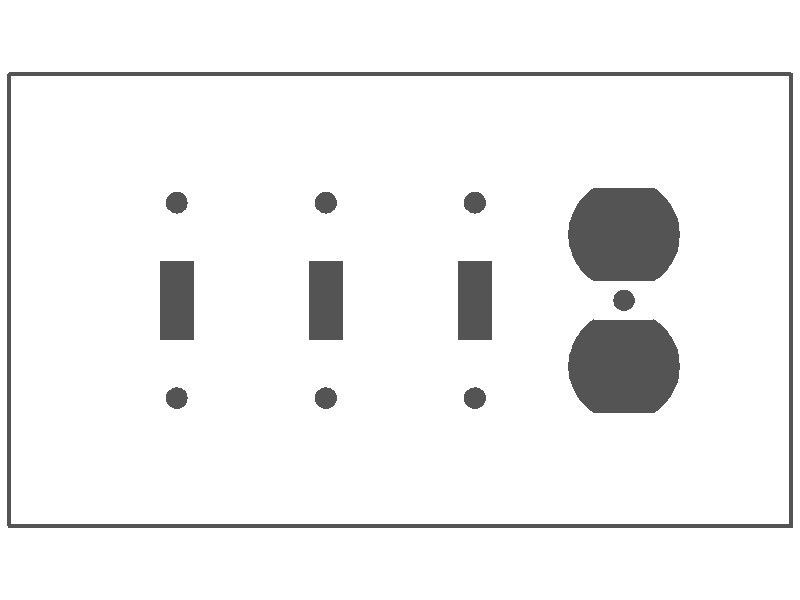 4-Gang, Oversize, 3 Toggle Switches and 1 Duplex Opening, Brown Semi-Gloss Finish, Painted Metal Wall Plate Outlet Cover - Made in USA