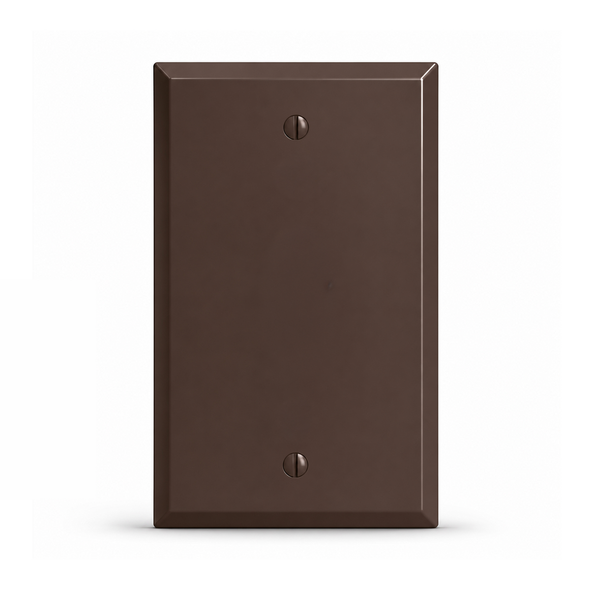 1-Gang, Standard Size, Blank Opening, Brown Semi-Gloss Finish, Painted Metal Wall Plate Outlet Cover - Made in USA