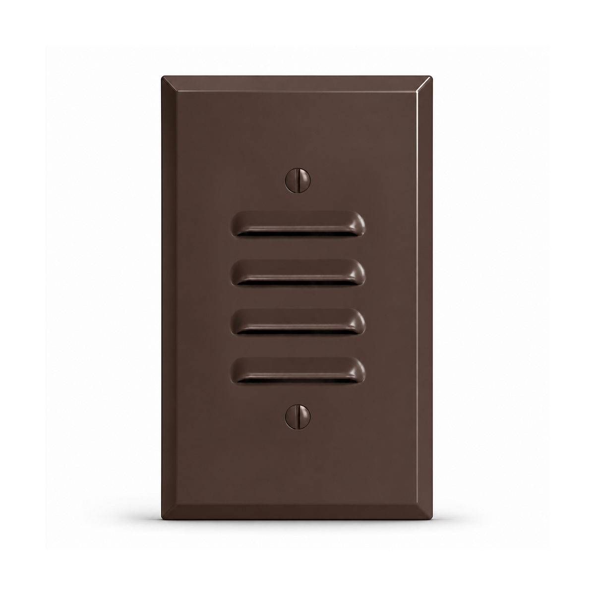 1-Gang, Standard Size, Louver Opening - Vertical Position, Brown Semi-Gloss Finish, Painted Metal Wall Plate Outlet Cover - Made in USA