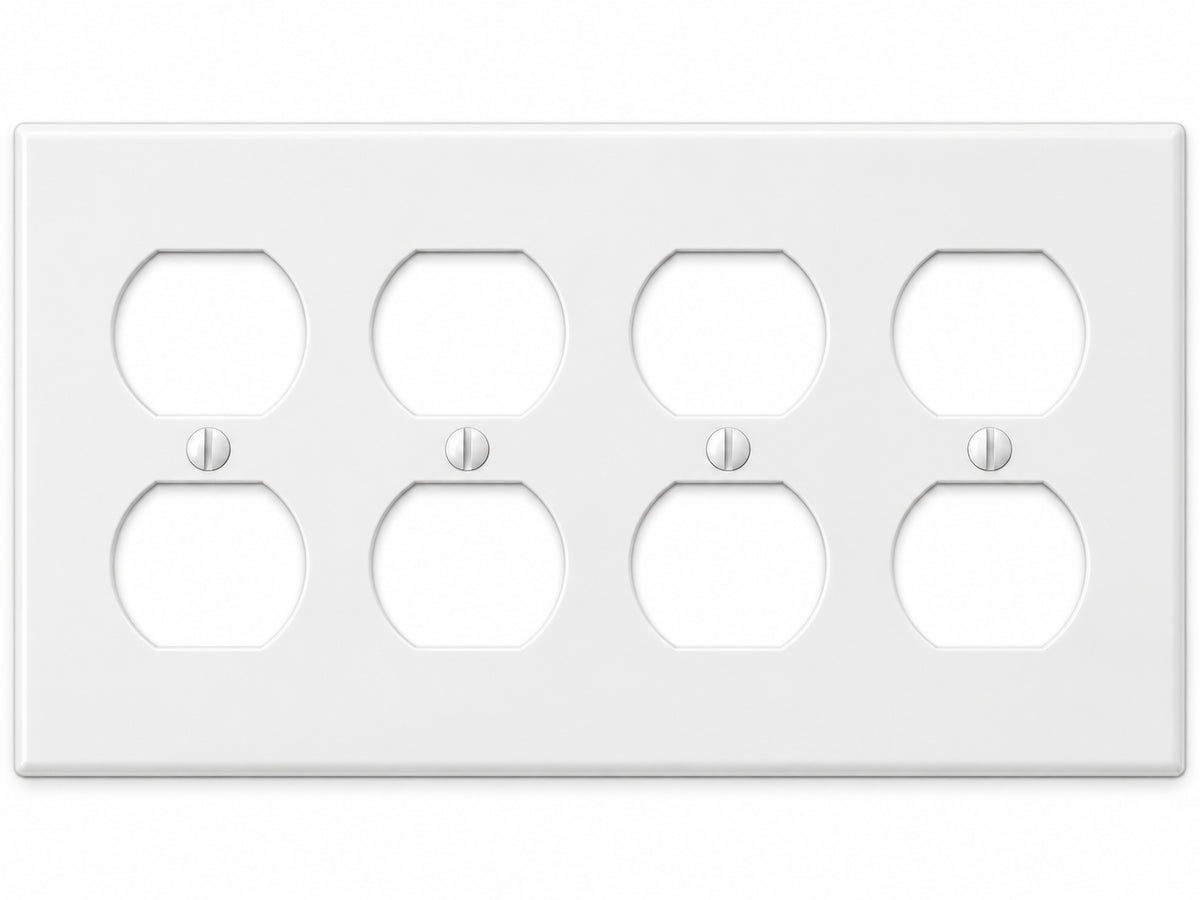 4-Gang, Standard Size, 4 Duplex, White Thermoplastic Wall Plate Cover