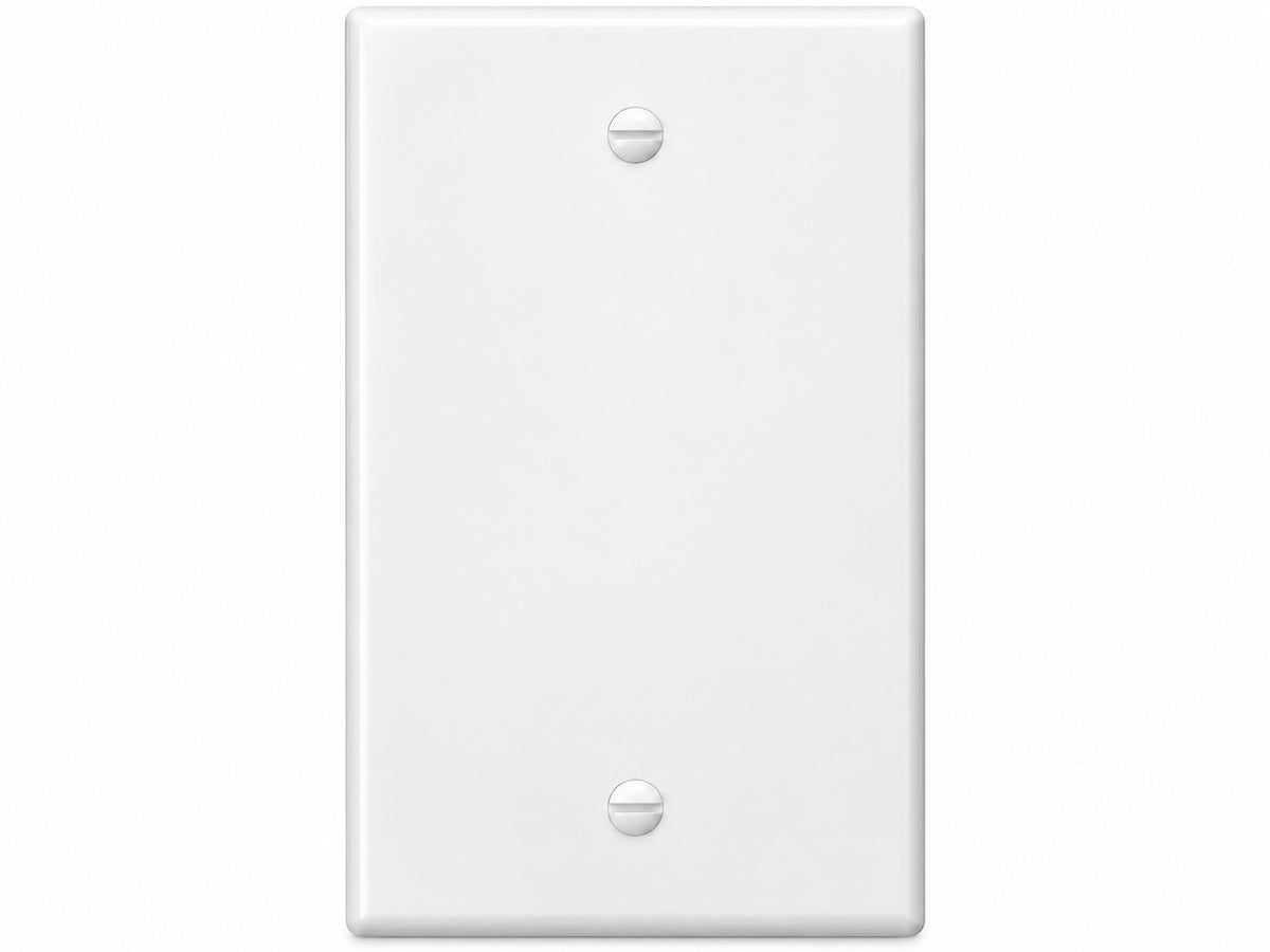 1-Gang, Standard Size, Blank Opening, White Finish, Thermoplastic Wall Plate Outlet Cover