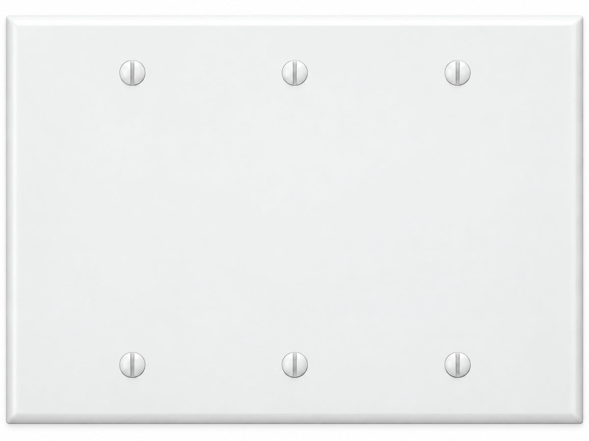 3-Gang, Standard Size, 3 Blank, White Thermoplastic Wall Plate Cover