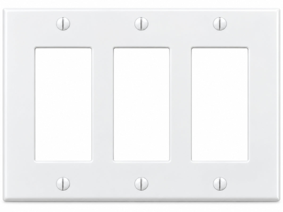 3-Gang, Standard Size, 3 Rocker/GFI, White Thermoplastic Wall Plate Cover