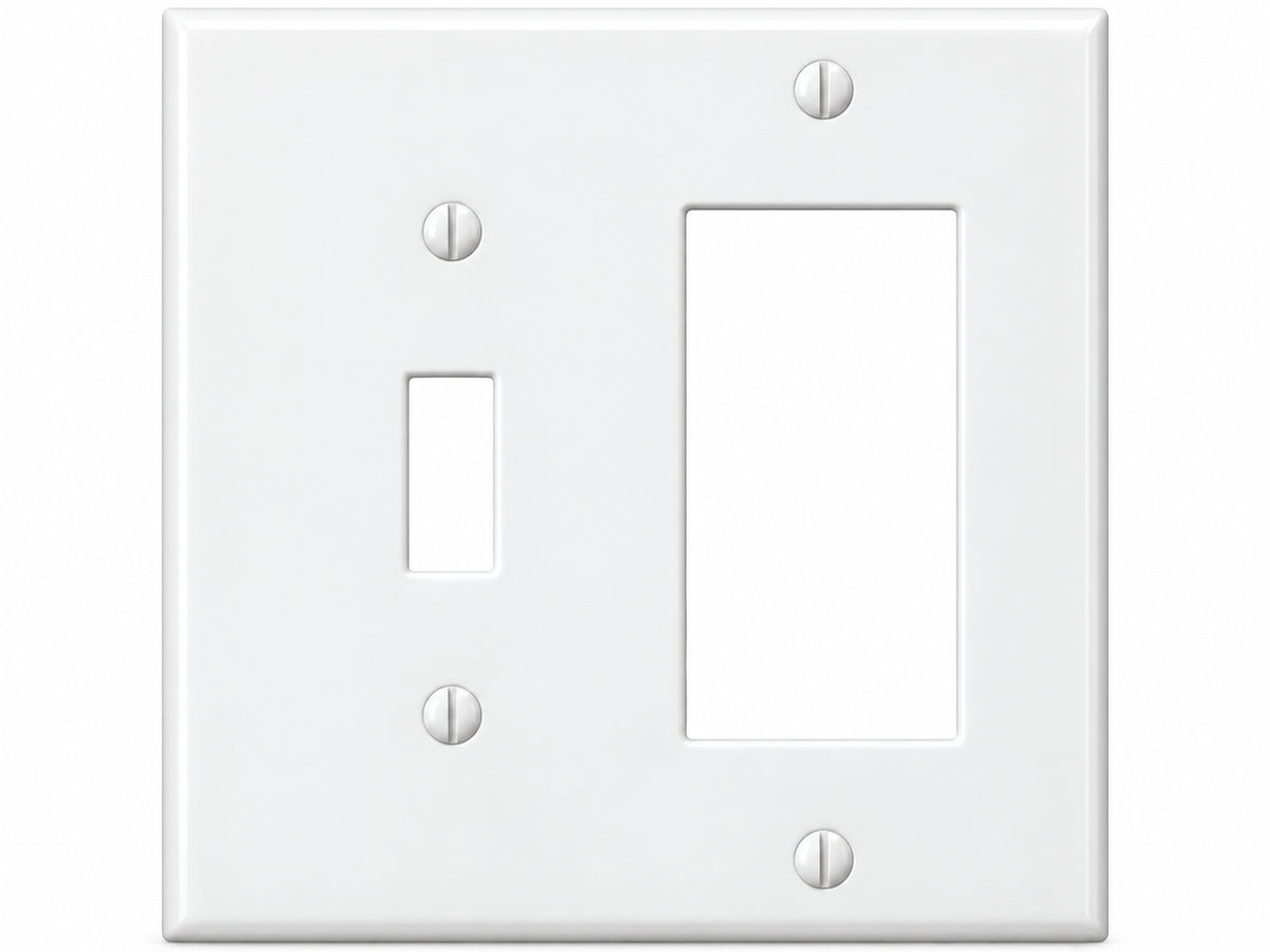 2-Gang, Standard Size, 1 Toggle & 1 Rocker/GFI, White Thermoplastic Wall Plate Cover