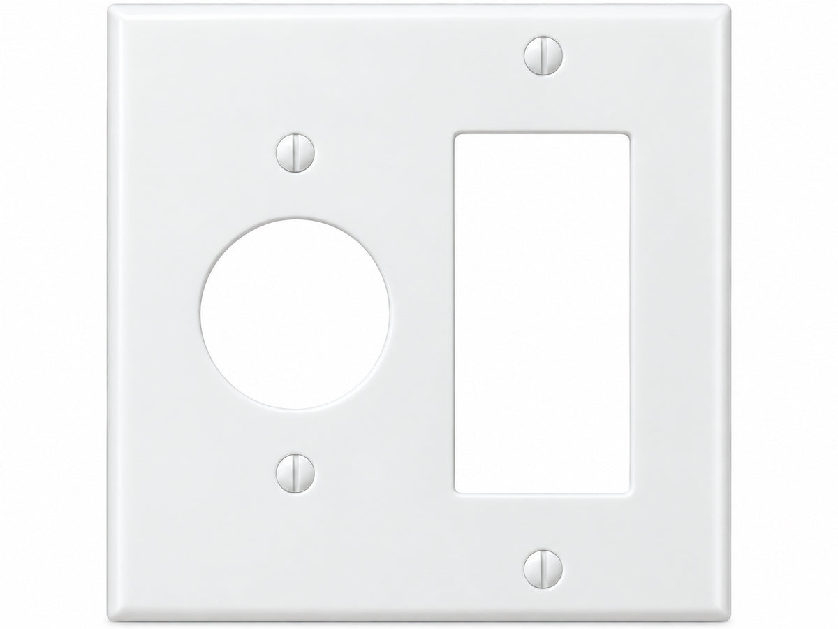 2-Gang, Standard Size, 1 Single Receptacle & 1 Rocker/GFI, White Thermoplastic Wall Plate Cover