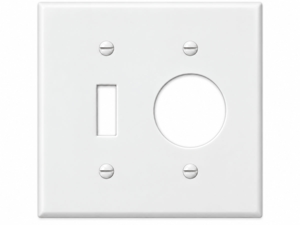 2-Gang, Standard Size, 1 Toggle & 1 Single Receptacle, White Thermoplastic Wall Plate Cover