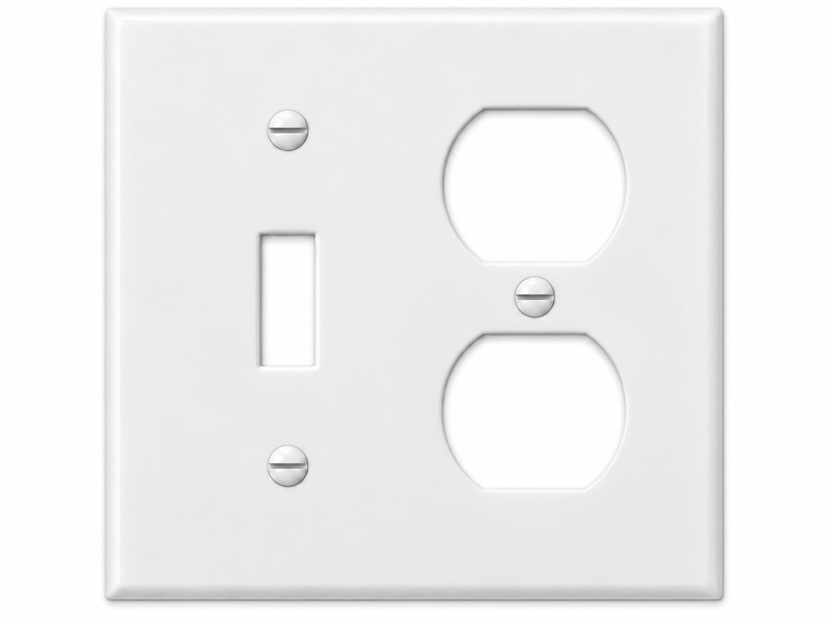 2-Gang, Standard Size, 1 Toggle & 1 Duplex, White Thermoplastic Wall Plate Cover