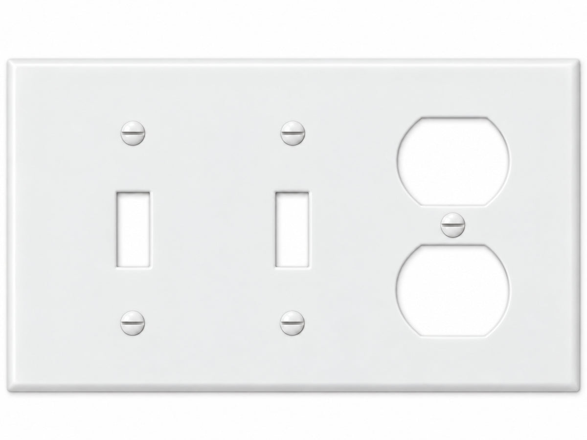 3-Gang, Standard Size, 2 Toggle & 1 Duplex, White Thermoplastic Wall Plate Cover