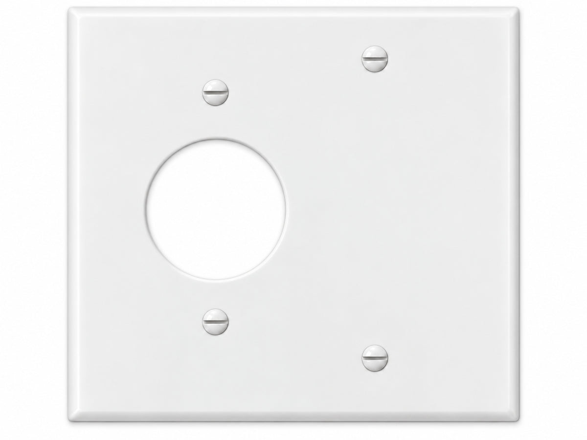 2-Gang, Standard Size, 1 Single Receptacle & 1 Blank, White Thermoplastic Wall Plate Cover