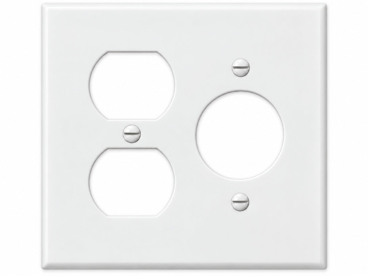 2-Gang, Standard Size, 1 Duplex & 1 Single Receptacle, White Thermoplastic Wall Plate Cover
