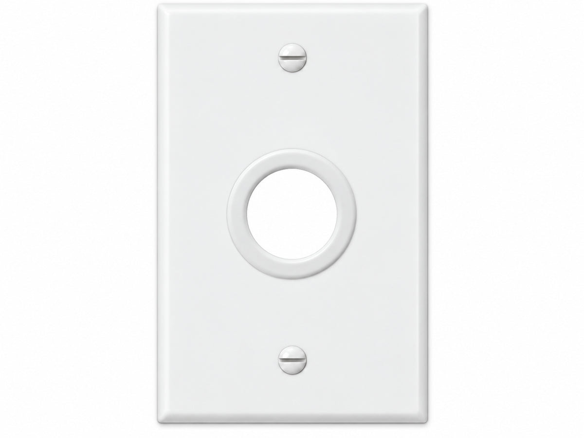 1-Gang, Standard Size, 1 Large Bushed Telephone Opening, White Thermoplastic Wall Plate Cover