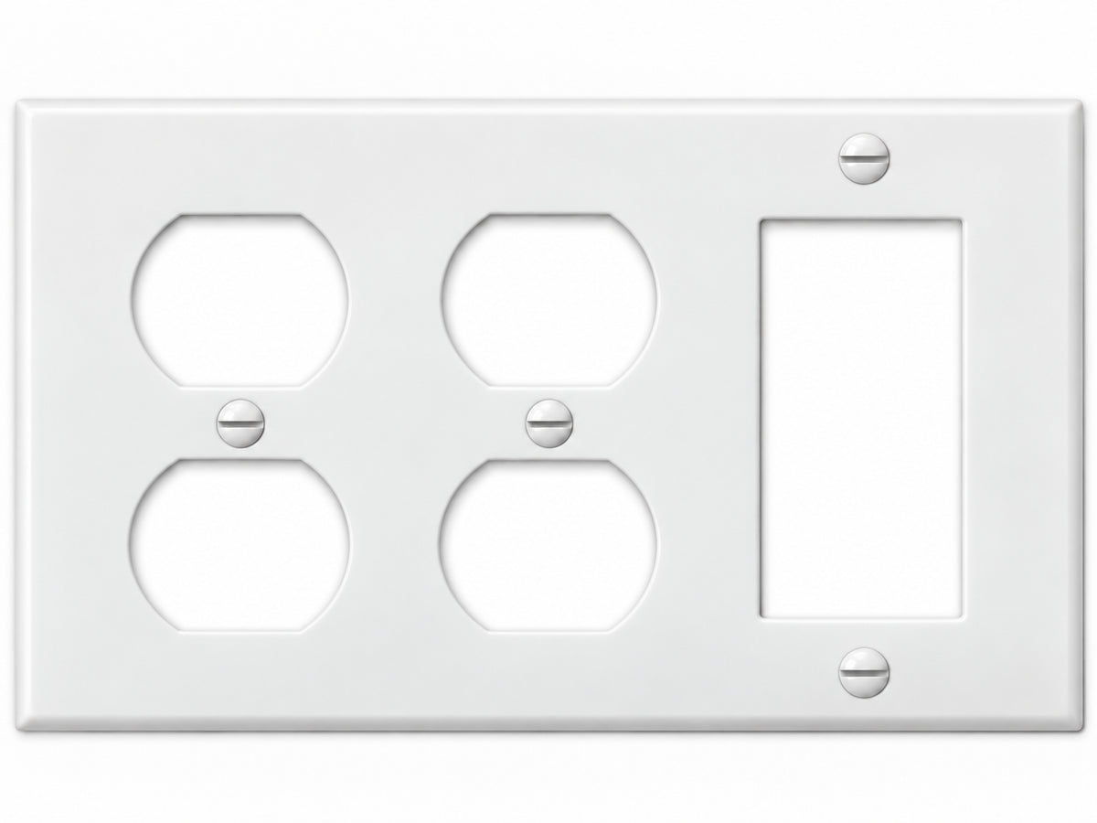 3-Gang, Standard Size, 2 Duplex & 1 Rocker/GFI, White Thermoplastic Wall Plate Cover