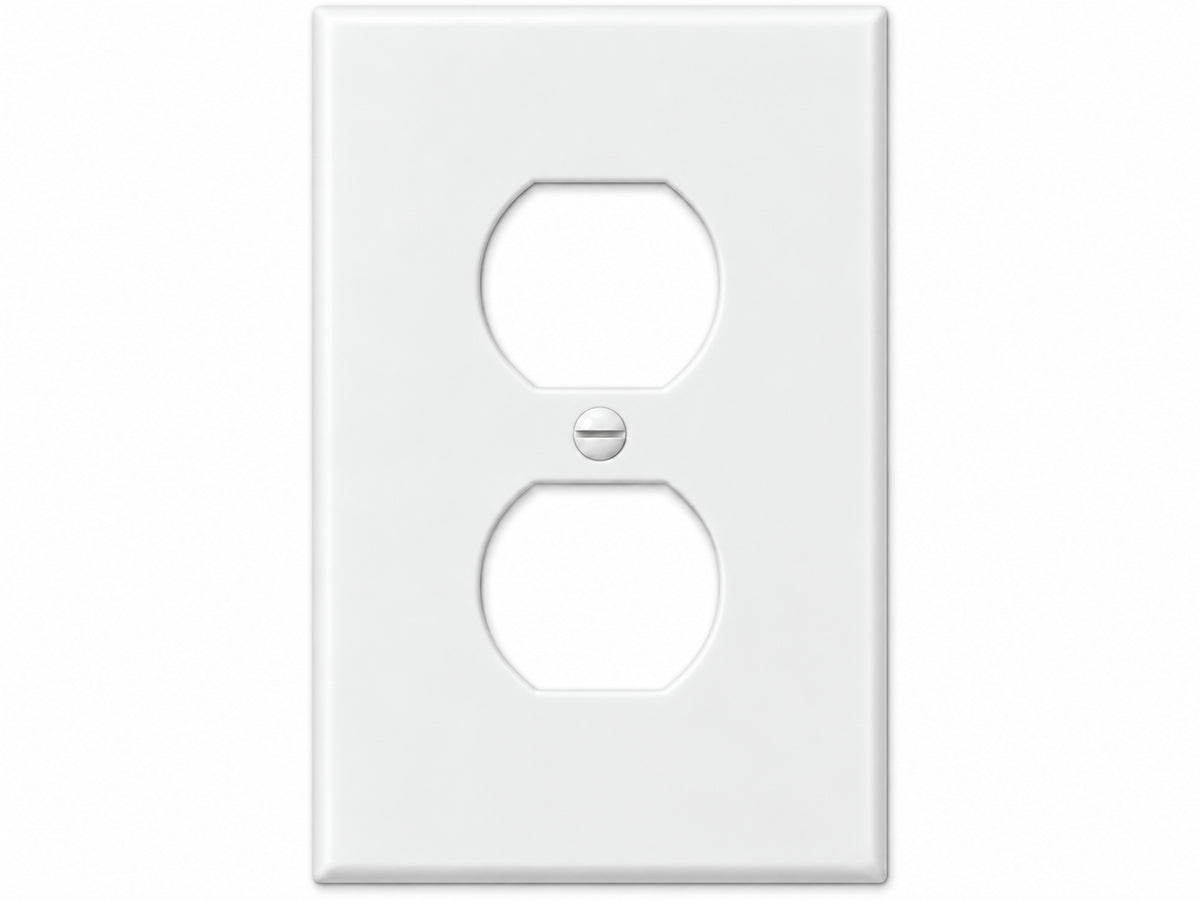 1-Gang, Midi Size, 1 Duplex, White Thermoplastic Wall Plate Cover