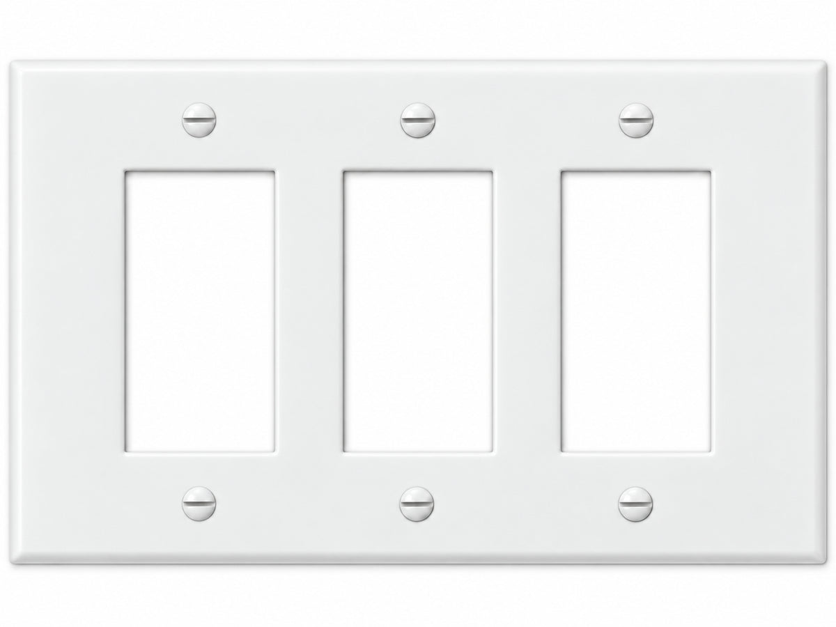 3-Gang, Midi Size, 3 Rocker/GFI, White Thermoplastic Wall Plate Cover