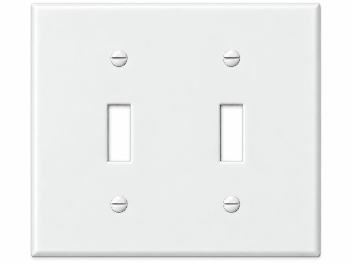 2-Gang, Midi Size, 2 Blank, White Thermoplastic Wall Plate Cover