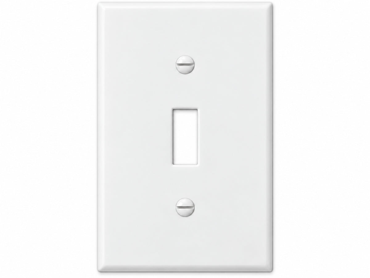 1-Gang, Midi Size, 1 Toggle, White Thermoplastic Wall Plate Cover